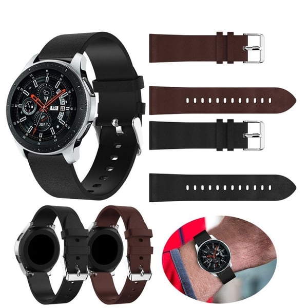 Samsung Galaxy Watch (46mm) erstatnings urrem i læder med tekstur - Sort