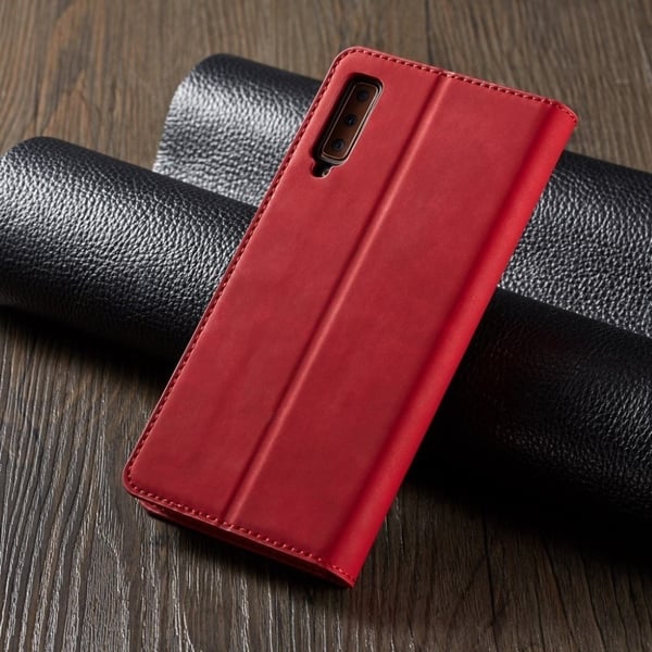 Forwenw Samsung Galaxy A7 (2018) Skinnetui Med Deksel - Rød