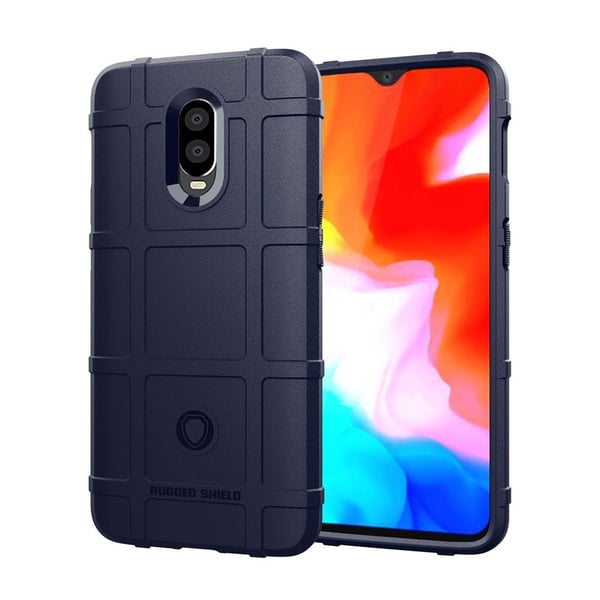 OnePlus 6T beskyttelses deksel av TPU med gitter tekstur - blå