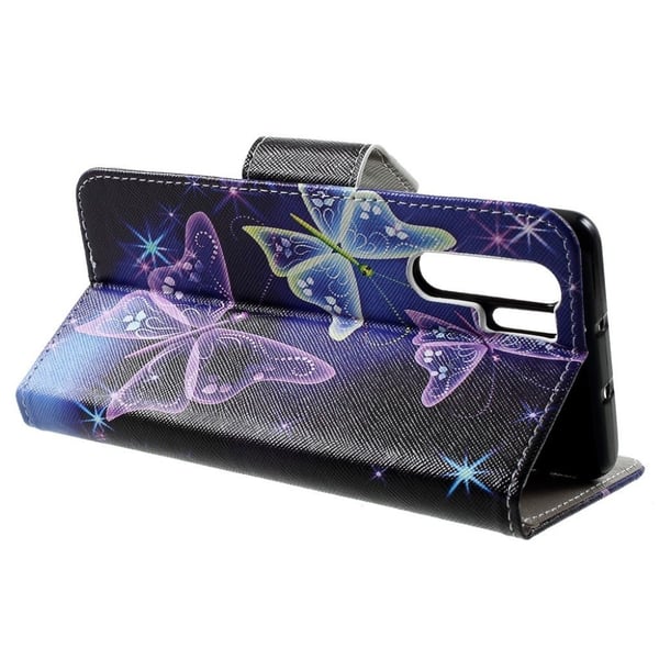 Huawei P30 Pro kryds tekstur læder flip etui - Flotte Sommerfugle