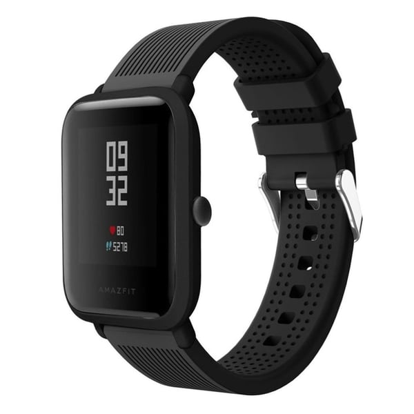 Huami Amazfit erstatnings urrem i silikone med tekstur - Sort Huami Amazfit erstatnings urrem i silikone med tekstur - Sort