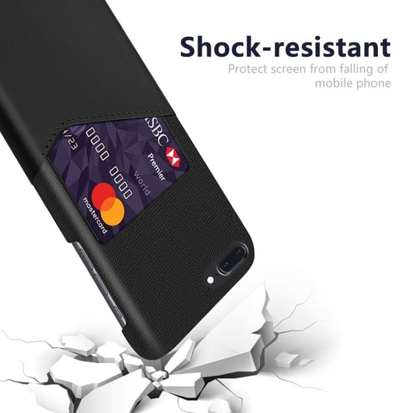 KSQ-telefonetui i stof og vegansk læder med kortplads iPhone 8/7 Plus 5,5 tommer - Sort