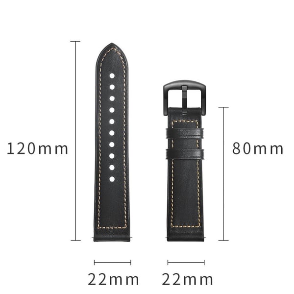 Samsung Gear S3 / Gear S3 Frontier ægte læder Urrem - Sort