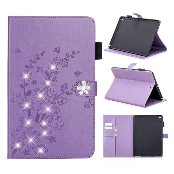 iPad 10.2 (2019) aftryk blomster brilliant læder flip etui - Lilla