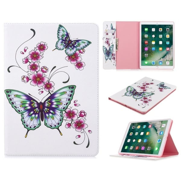 iPad 10.2 (2019) stilig mønster lær flip etui - Grønn Butterfly