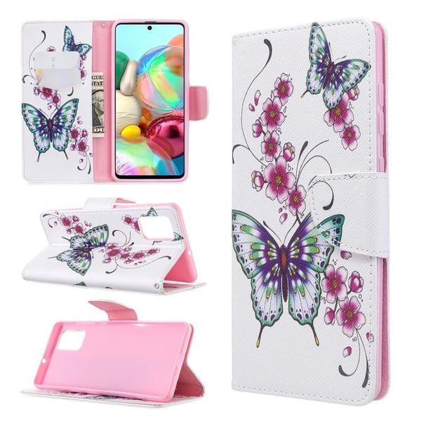 Wonderland Samsung Galaxy A71 flip case - Butterfly og blomster Wonderland Samsung Galaxy A71 flip case - Butterfly og blomster