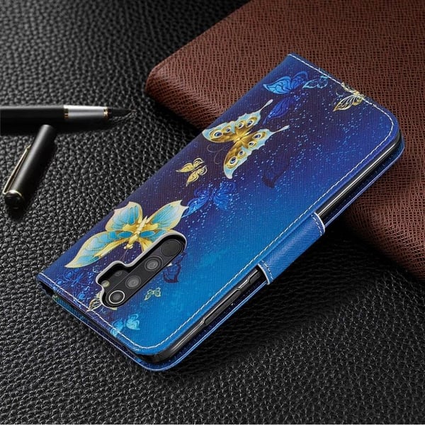 Wonderland Xiaomi Redmi Note 8 Pro flip-etui - Sommerfugler I Gull