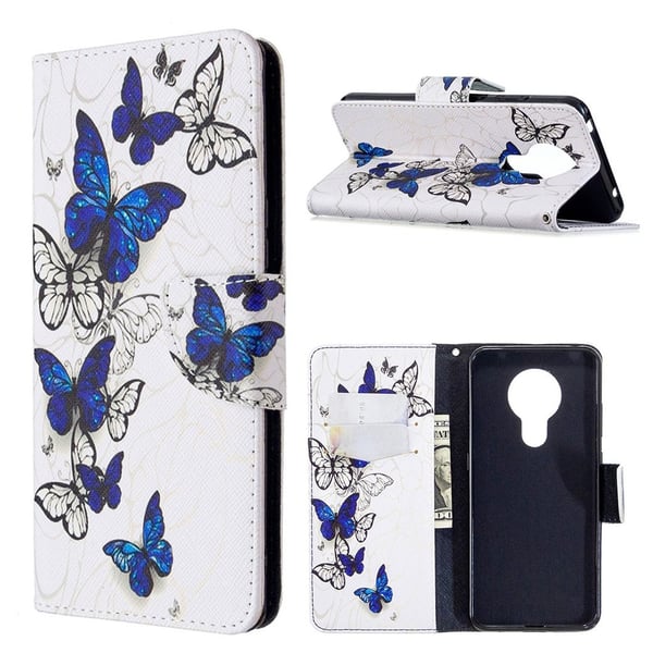Wonderland Nokia 5.3 flip-etui - Blå Sommerfugler