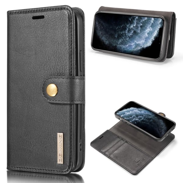 DG.MING iPhone 12 Pro / iPhone 12 2-i-1 etui med pung - Sort