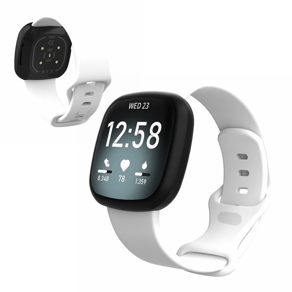 Fitbit Versa 3 / Sense silikonarmbånd - Hvit Størrelse: S