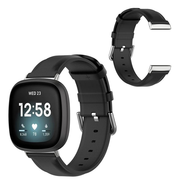 Fitbit Sense / Versa 3 aito nahkakellonauha - Musta