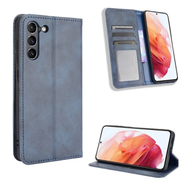 Bofink Vintage Samsung Galaxy S21 FE Lær Etui - Blå