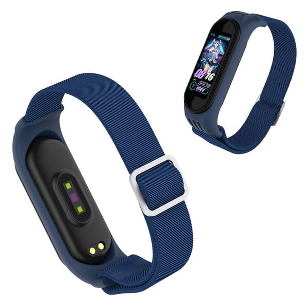 Xiaomi Mi Smart Band 6 / 5 nylon urrem - Mørkeblå Xiaomi Mi Smart Band 6 / 5 nylon urrem - Mørkeblå