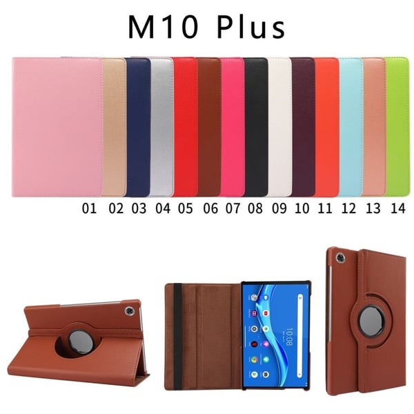 Lenovo Tab M10 FHD Plus 360 graders litchi-tekstur skinnveske - Grå