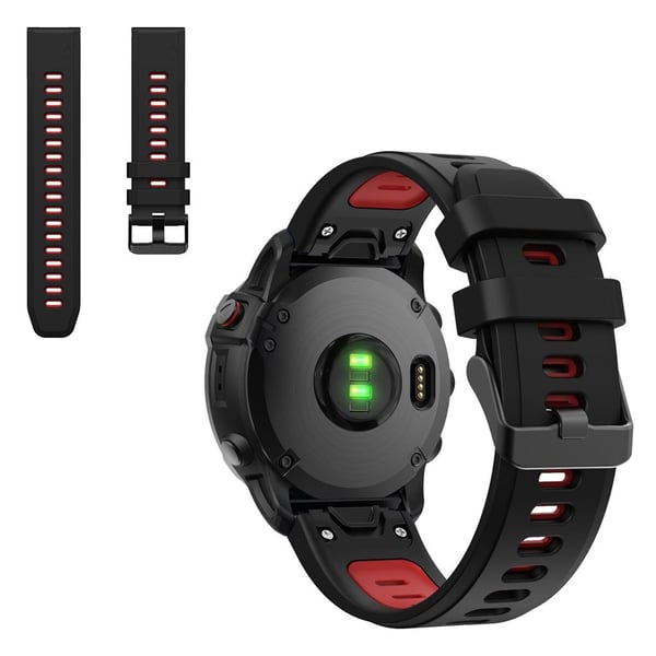 Kaksivärinen silikoninen kellonauha Garmin-kelloon - Musta / Punainen