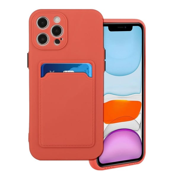 Card Holder Deksel til iPhone 12 / 12 Pro - Coral Red