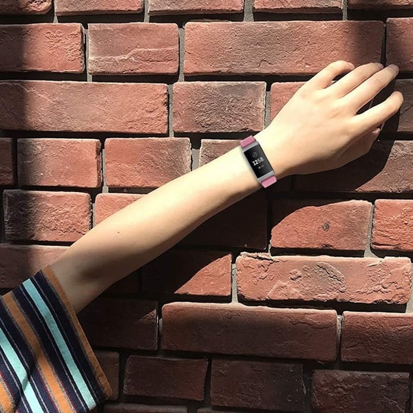 Fitbit Charge 4 / 3 urrem i ægte læder - Lyserød