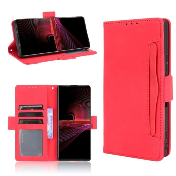 Modern-styled Lær Lommebok Etui til Sony Xperia 1 III - Rød