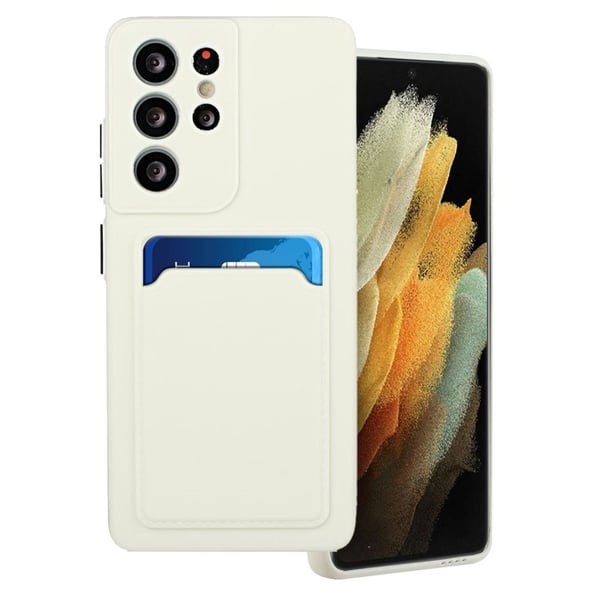 Card Holder Deksel til Samsung Galaxy S21 Ultra - Hvit