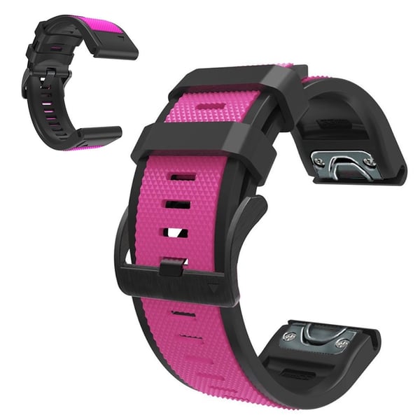 22 mm dobbeltfarvet urrem til Garmin-ur - Lyserød / Sort
