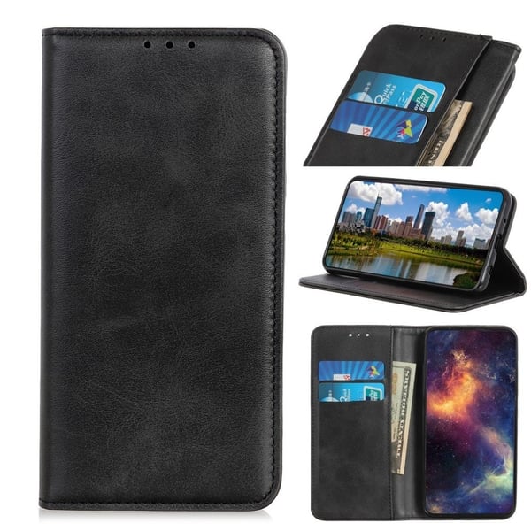 Wallet-style ægte Læder Flipcase til Nokia X10 / X20 - Sort