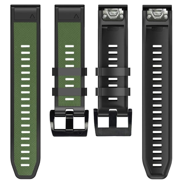 22mm kaksivärinen kellohihna Garmin-kelloon - Armeijan Vihreä / Musta