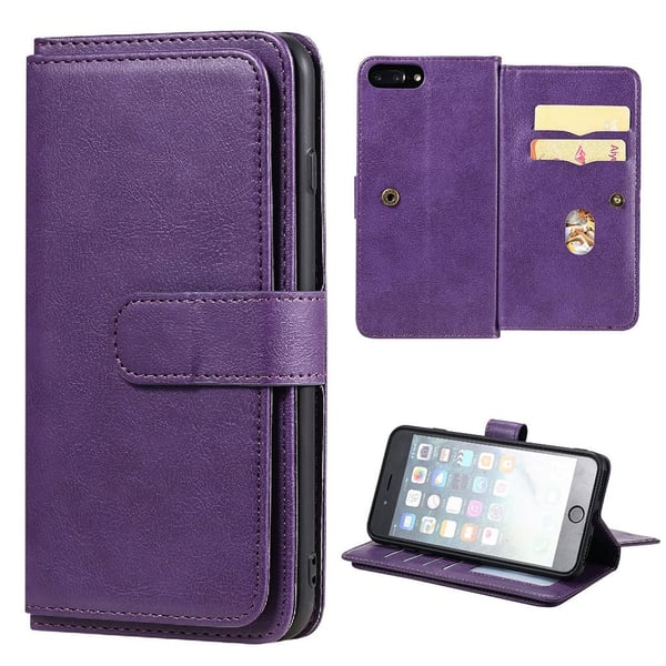 10-slot Lommebok Etui til iPhone 8 Plus / 7 Plus / 6 Plus - Lilla