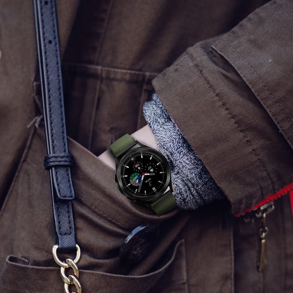 22 mm universal elastisk klokkerem i nylon - Militærgrønn