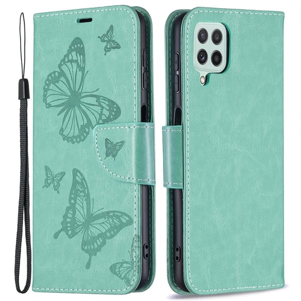 Butterfly Samsung Galaxy A22 4G Flip Etui - Grøn Butterfly Samsung Galaxy A22 4G Flip Etui - Grøn