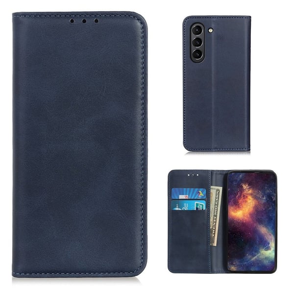 Wallet-style ægte Læder Flipcase til Samsung Galaxy S21 Fe - Blå