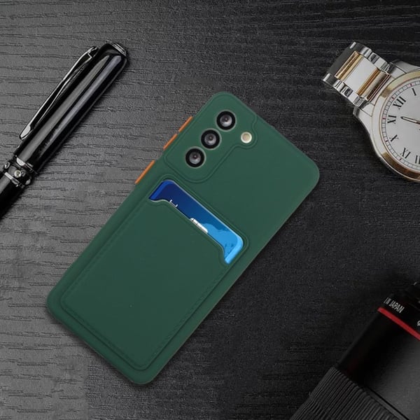 Card Holder Deksel til Samsung Galaxy S21 - Mørkegrønn