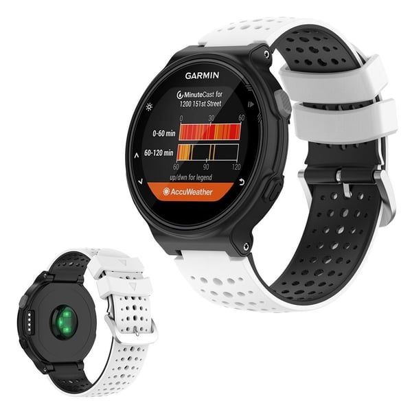 Tofarvet silikoneurrem til Garmin Forerunner-enheder - Hvid / Sort