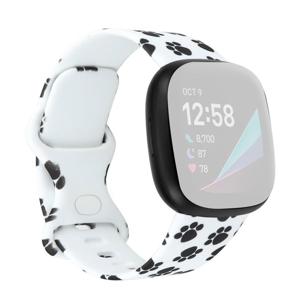Kaunis kuvio silikonikellonauhassa Fitbit Versa 3:lle - Söpö Tassunjälki / Koko: S