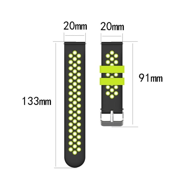 20 mm universal tofarget klokkerem i silikon - Svart / Grå