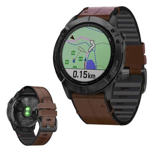 22 mm læderarmbånd til Garmin-ure - Kaffe