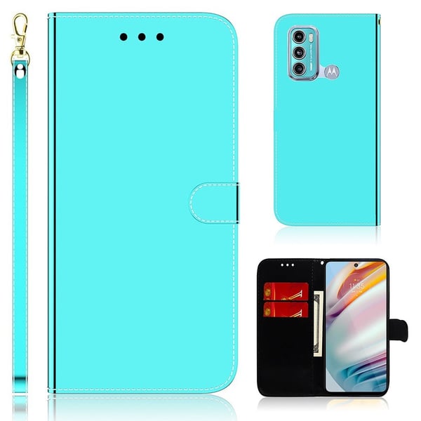 Mirror Motorola Moto G40 Fusion / Motorola Moto G60 flip-etui - Cyan