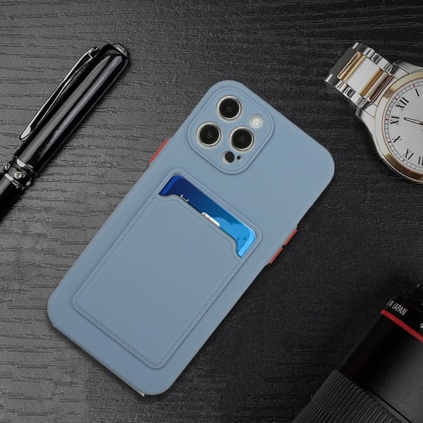 Card Holder Suojakuori For iPhone 13 Pro - Sininen