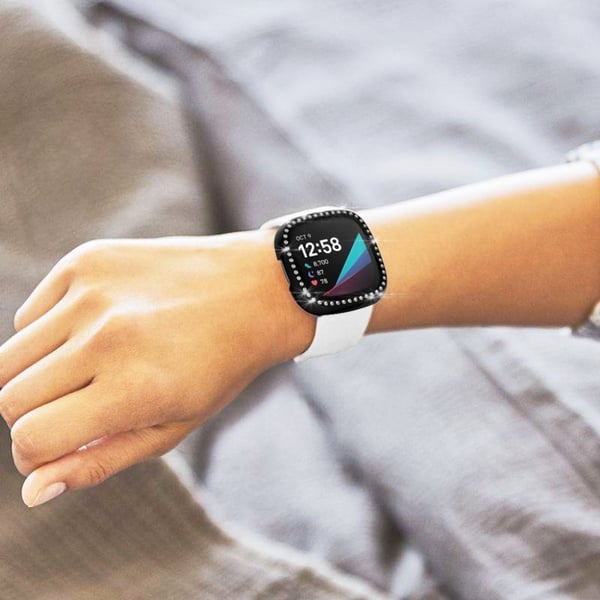 Fitbit Sense / Versa 3 elegant ramme med rhinestone-dekor - Svart