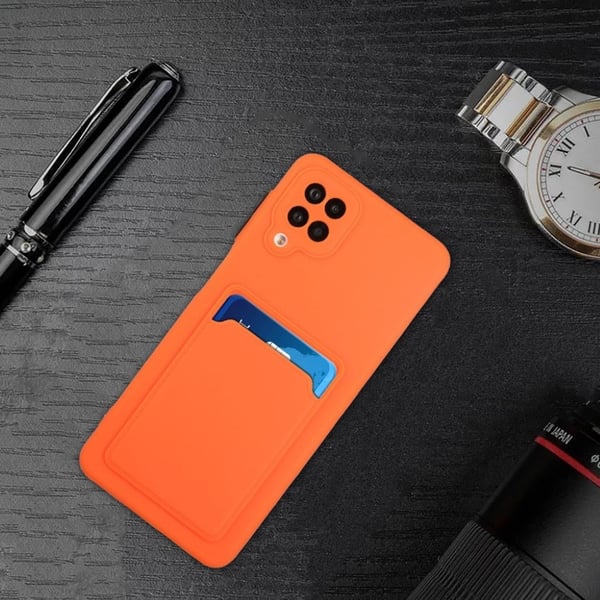 Card Holder Deksel til Samsung Galaxy A12 5G - Oransje