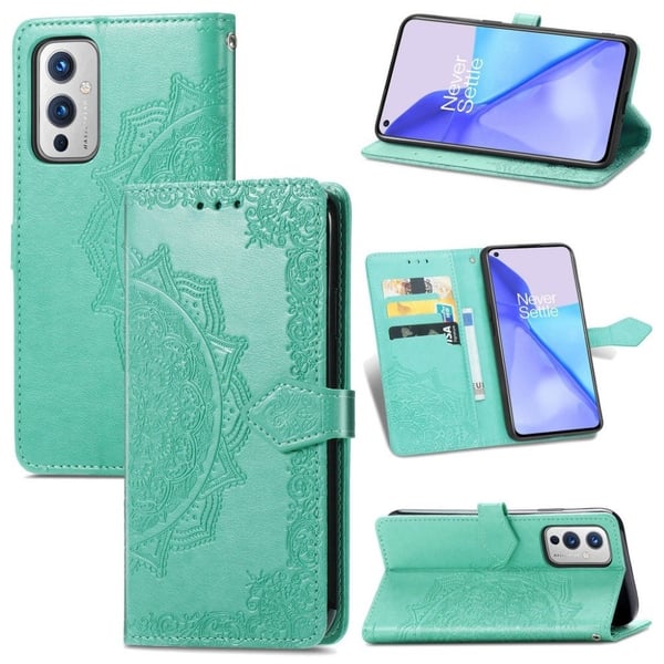 Mandala OnePlus 9 Flip Etui - Grøn