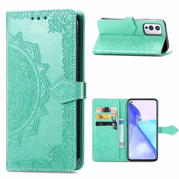 Mandala OnePlus 9 Flip Etui - Grøn