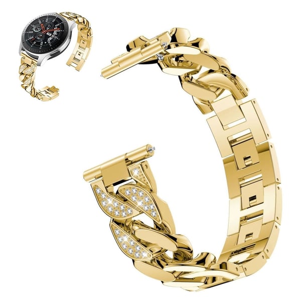 22 mm Universal urrem i rustfrit stål med rhinestone - Guld