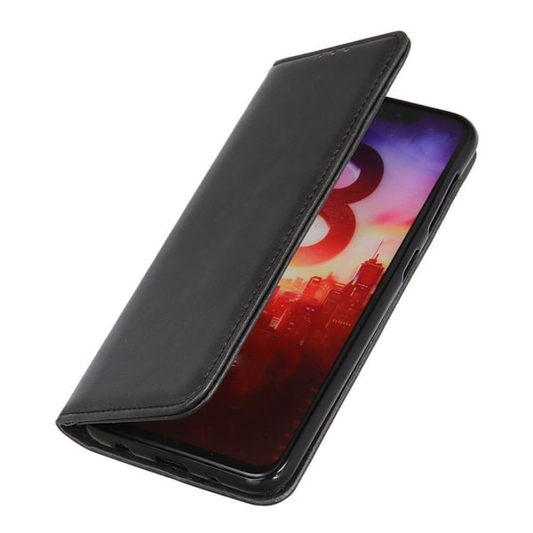 Wallet-style ægte Læder Flipcase til Samsung Galaxy A22 5G - Sort