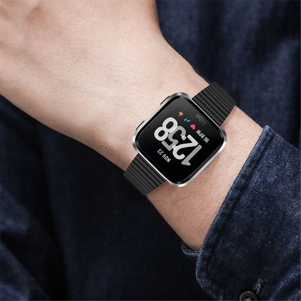 Fitbit Versa 2 / Versa Lite stilig klokkerem i rustfritt stål - Svart