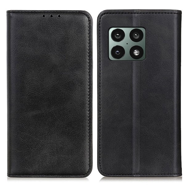Flip Etui med Pung i ægte Læder til OnePlus 10 Pro - Sort