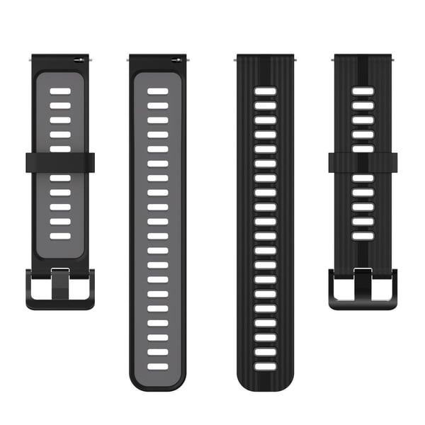 20 mm universal tofarvet silikone-urrem - Sort / Mørkegrå