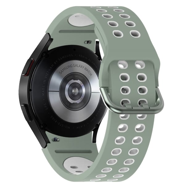 Samsung Galaxy Watch 5 (44mm) / (40mm) / Pro dobbeltfarvet silikoneurrem - Lysegrøn / Hvid Samsung Galaxy Watch 5 (44mm) / (40mm) / Pro dobbeltfarvet silikoneurrem - Lysegrøn / Hvid