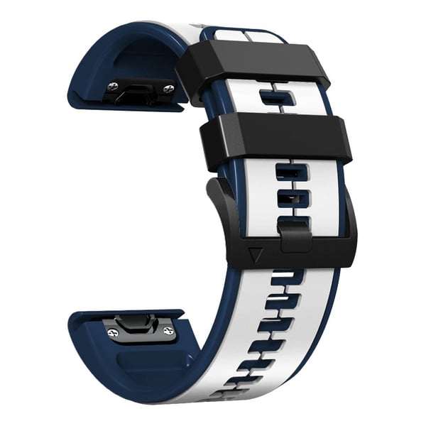 26 mm tofarget klokkerem i silikon for Garmin- og Coros-klokker - Hvit / Blå