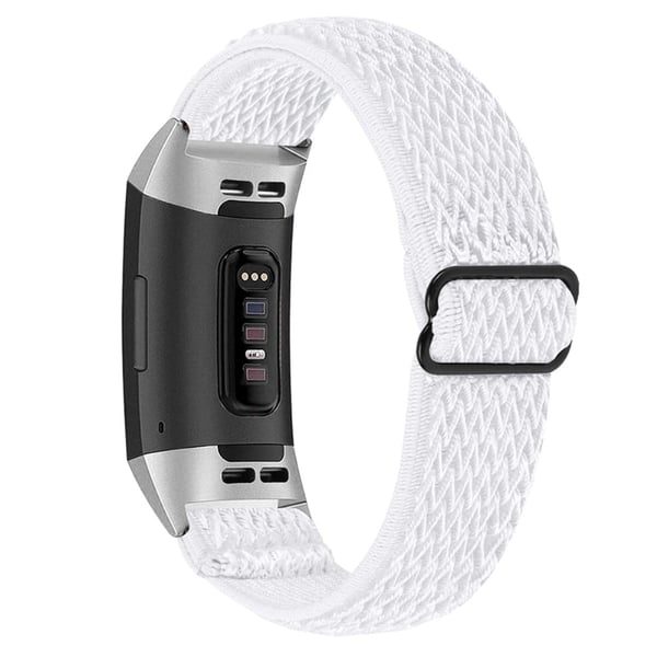 Fitbit Charge 4 / Charge 3 elastisk klokkerem i nylon - Hvit