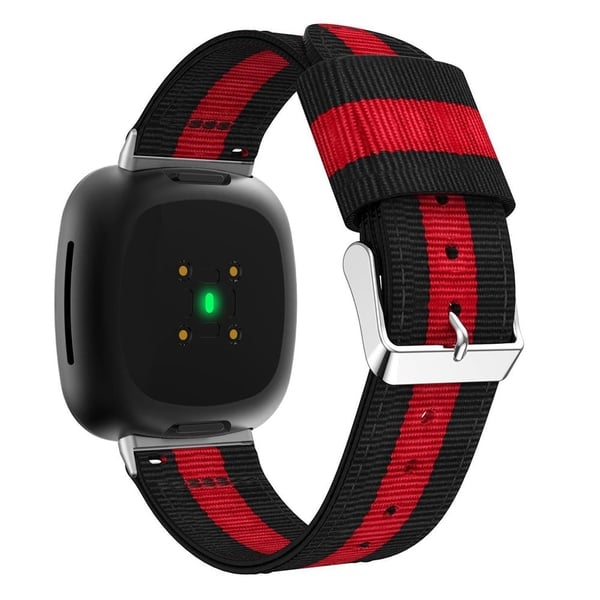 Fitbit Sense 2 / Versa 4 nylonstripe-klokkerem - Svart / Rød / Svart